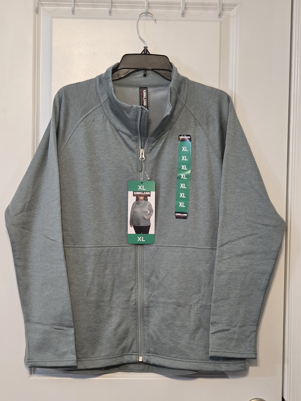NEW Kirkland Signature Ladies Sz XL Full-Zip Fleece Jacket Teal Green Heather